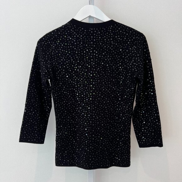 MICHAEL KORS COLLECTION BLACK SEQUINS V-KNECK SWEATER SIZE S NWOTS! - Picture 4 of 13